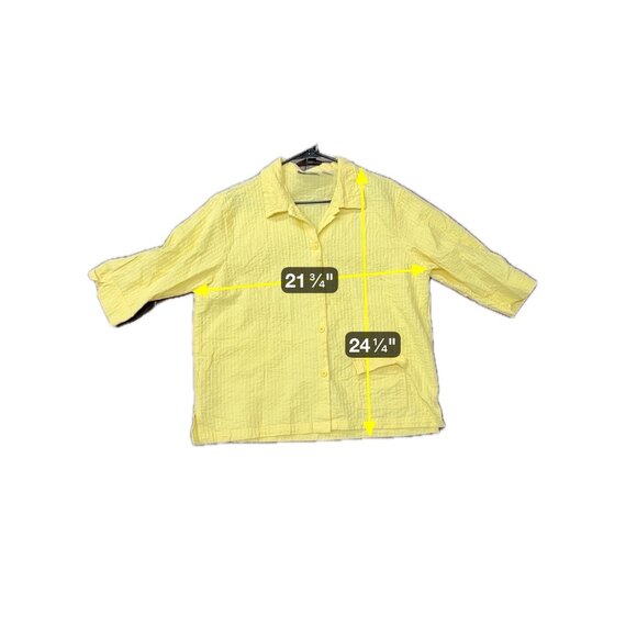 Hillard & Hanson Womens XL Yellow Textured Button-Up Shirt Lightweight Top - Picture 6 of 9